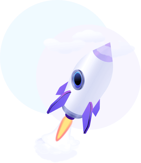 Rocket with clouds